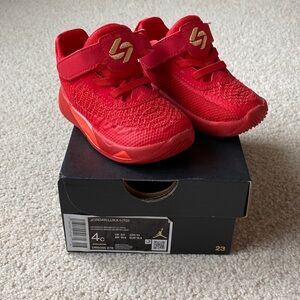 Jordan Kids Red and Gold Sneakers